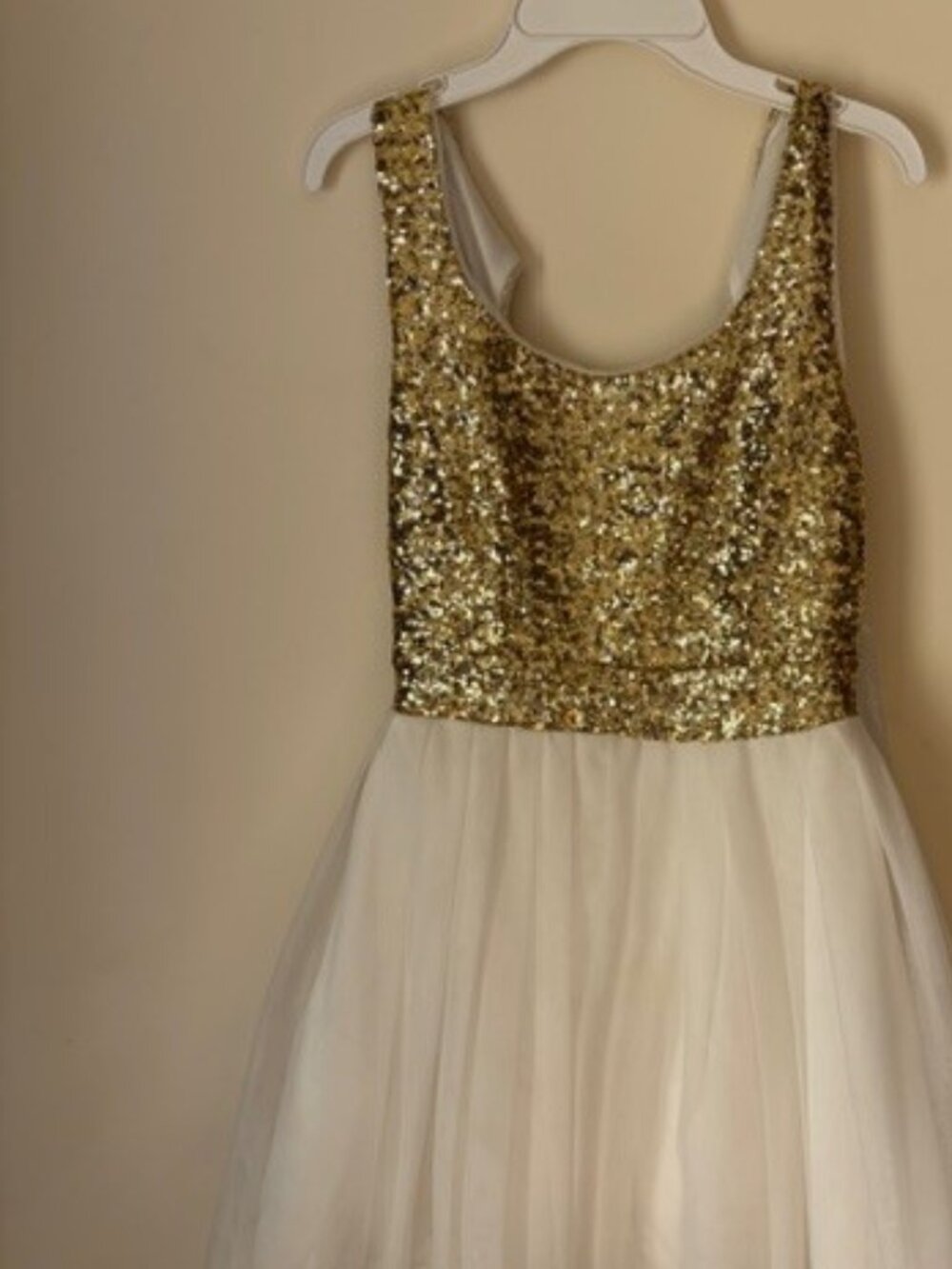 B. Darlin Gold and White Dress Size 7/8